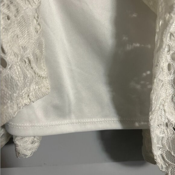 Dress Barn Ivory Lace Overlay Shark Bite Hem Tank Dress Women's Size M - Picture 6 of 11
